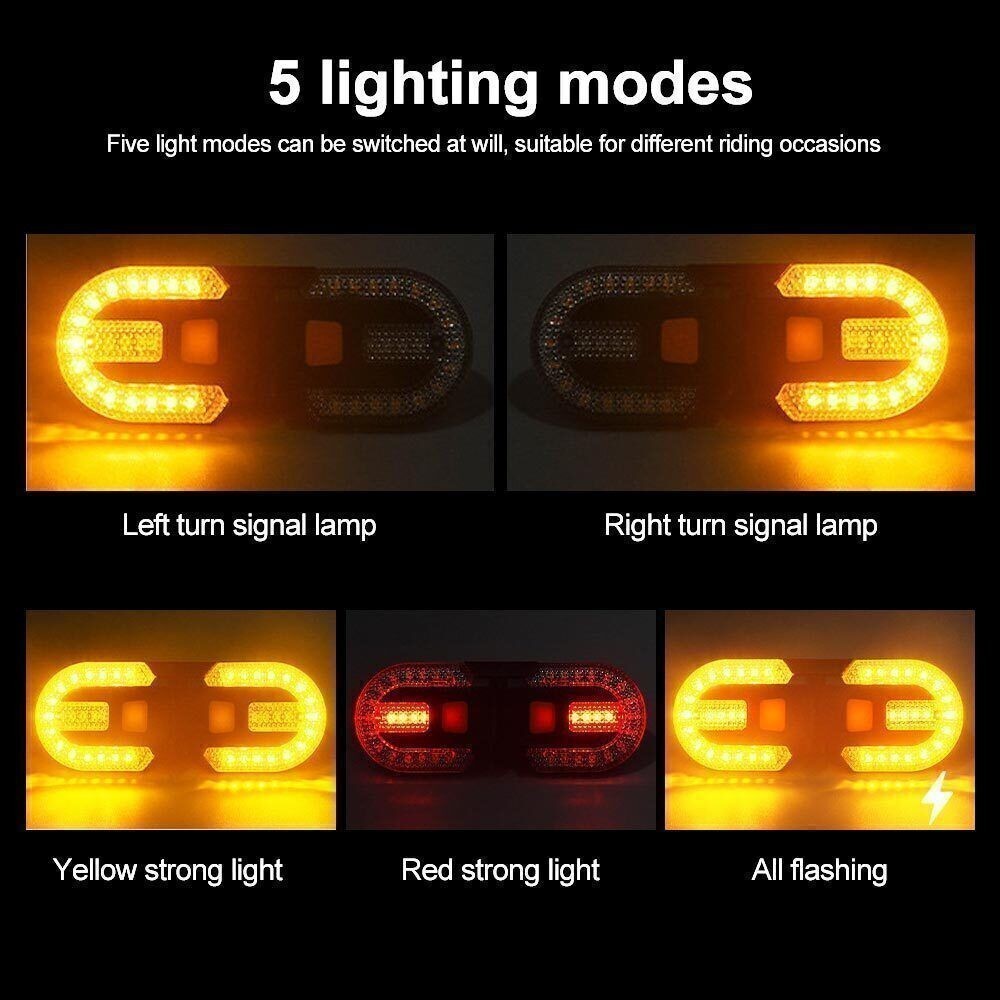 Wireless Bicycle Rear Light with Turn Signal Indicator for Night Riding