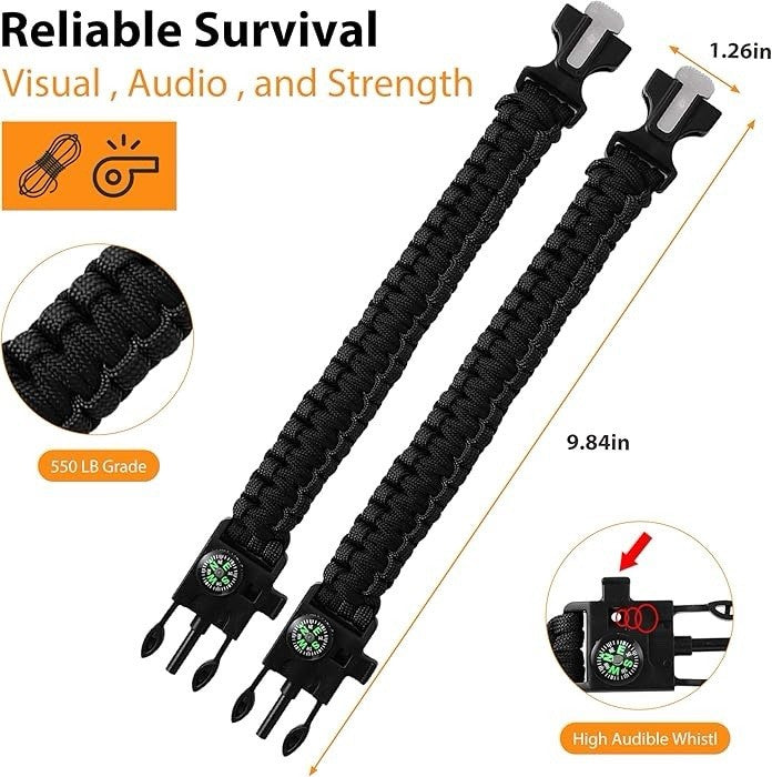 Survival Paracord Bracelet with Flint, Compass & Multi-Tool Outdoor Gear