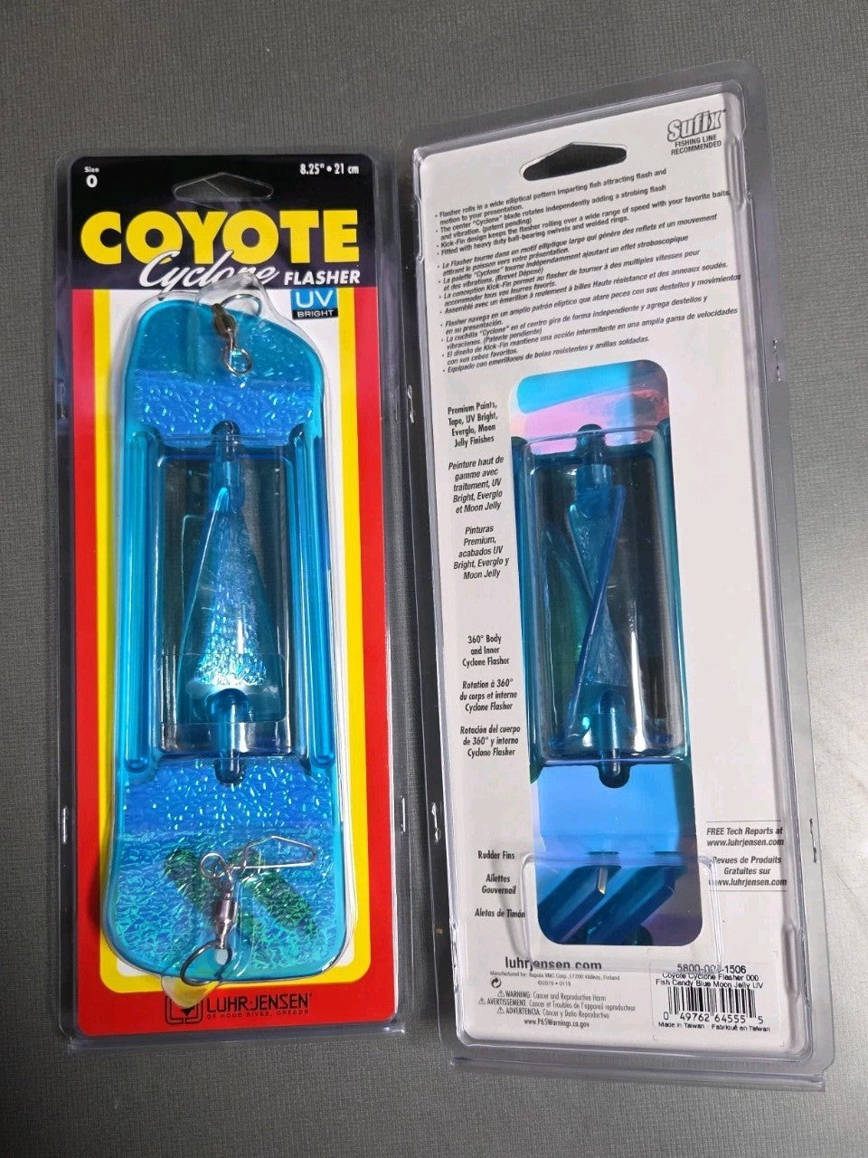 Fish Flasher Bait for Salmon & Trout - 8.25 Inch UV Blue Moon Jelly - Pack of 2