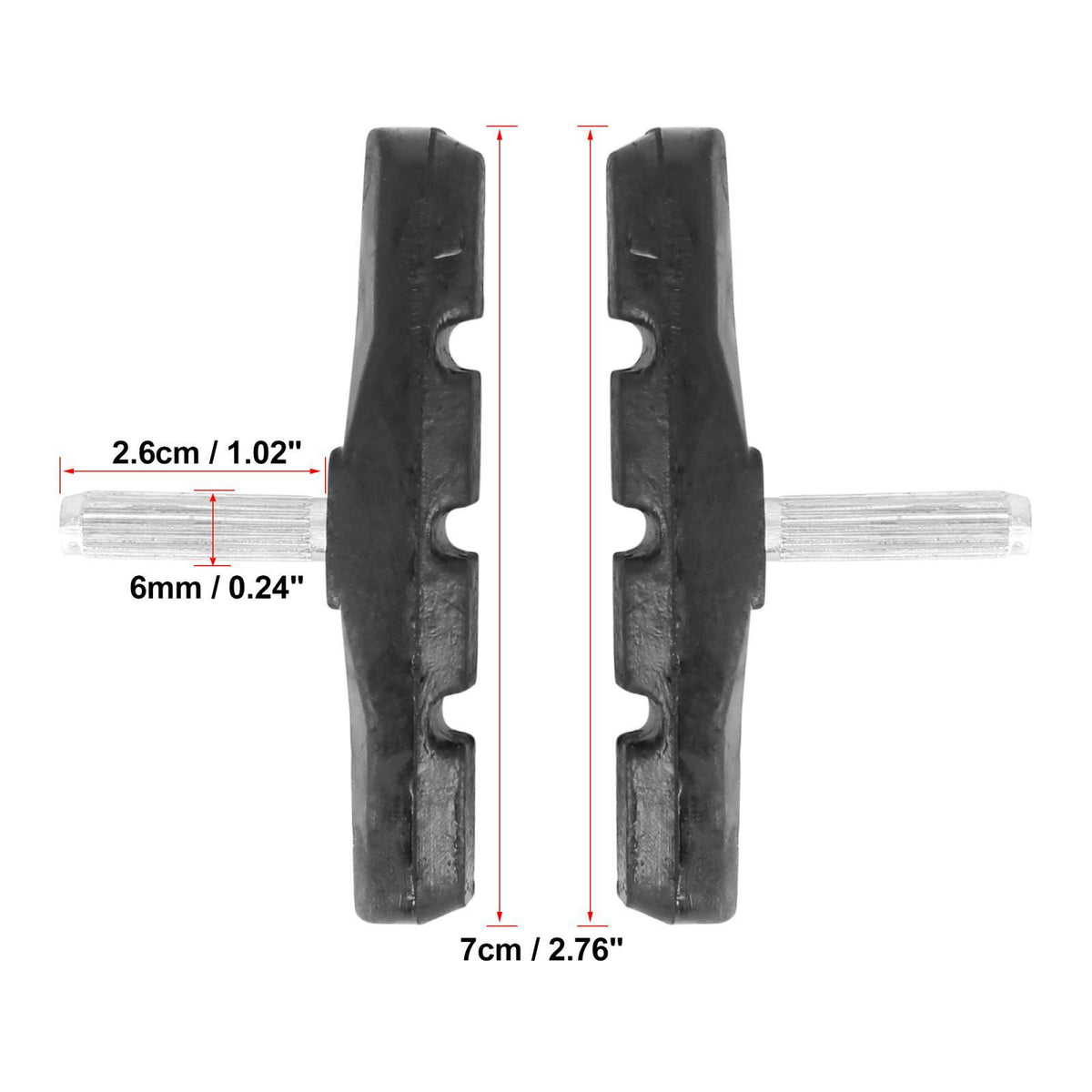 Bike Brake Pads Set for Mountain Bikes - Threadless Post, 70mm, Black