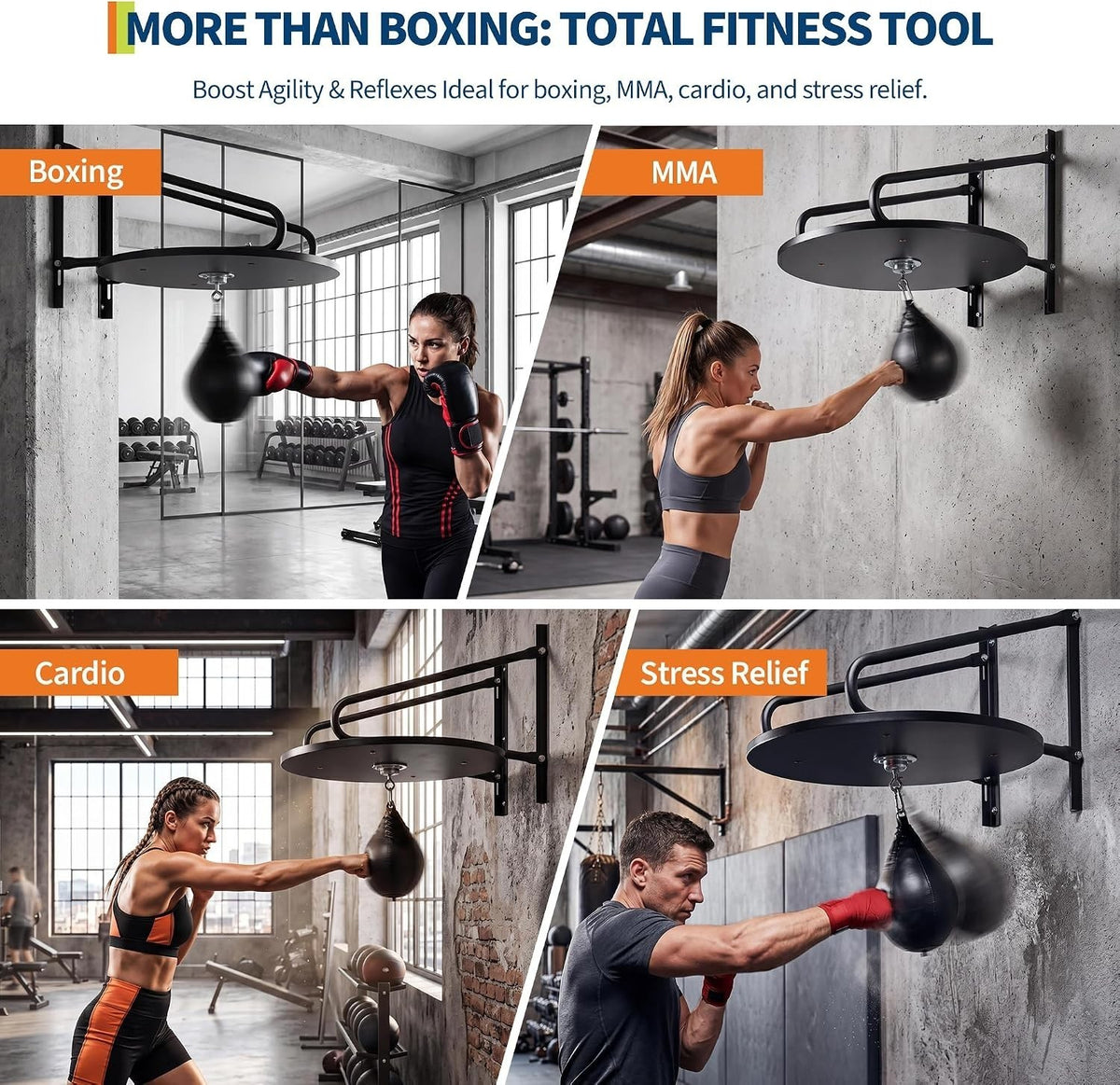 Speed Bag Boxing Reaction Training Equipment with Adjustable Platform