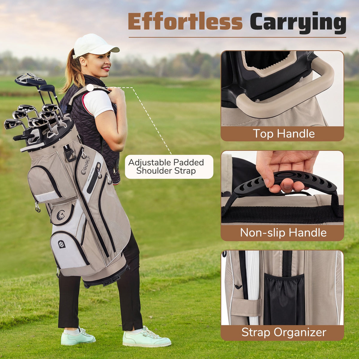 Golf Cart Bag with 14-Way Dividers & 11 Pockets Lightweight Organizer