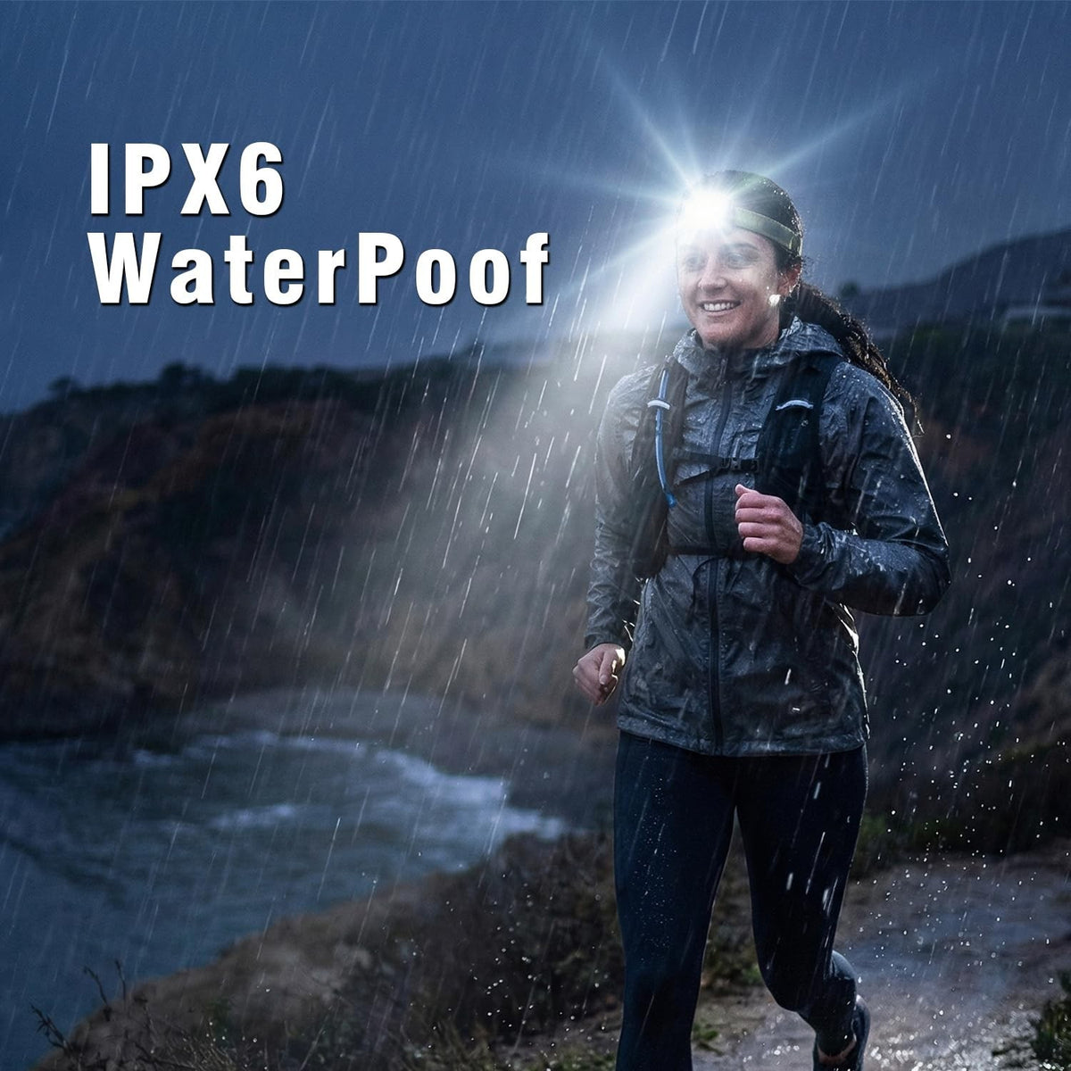 LED Headlamp 500 Lumens Waterproof Outdoor Head Torch with Red Light