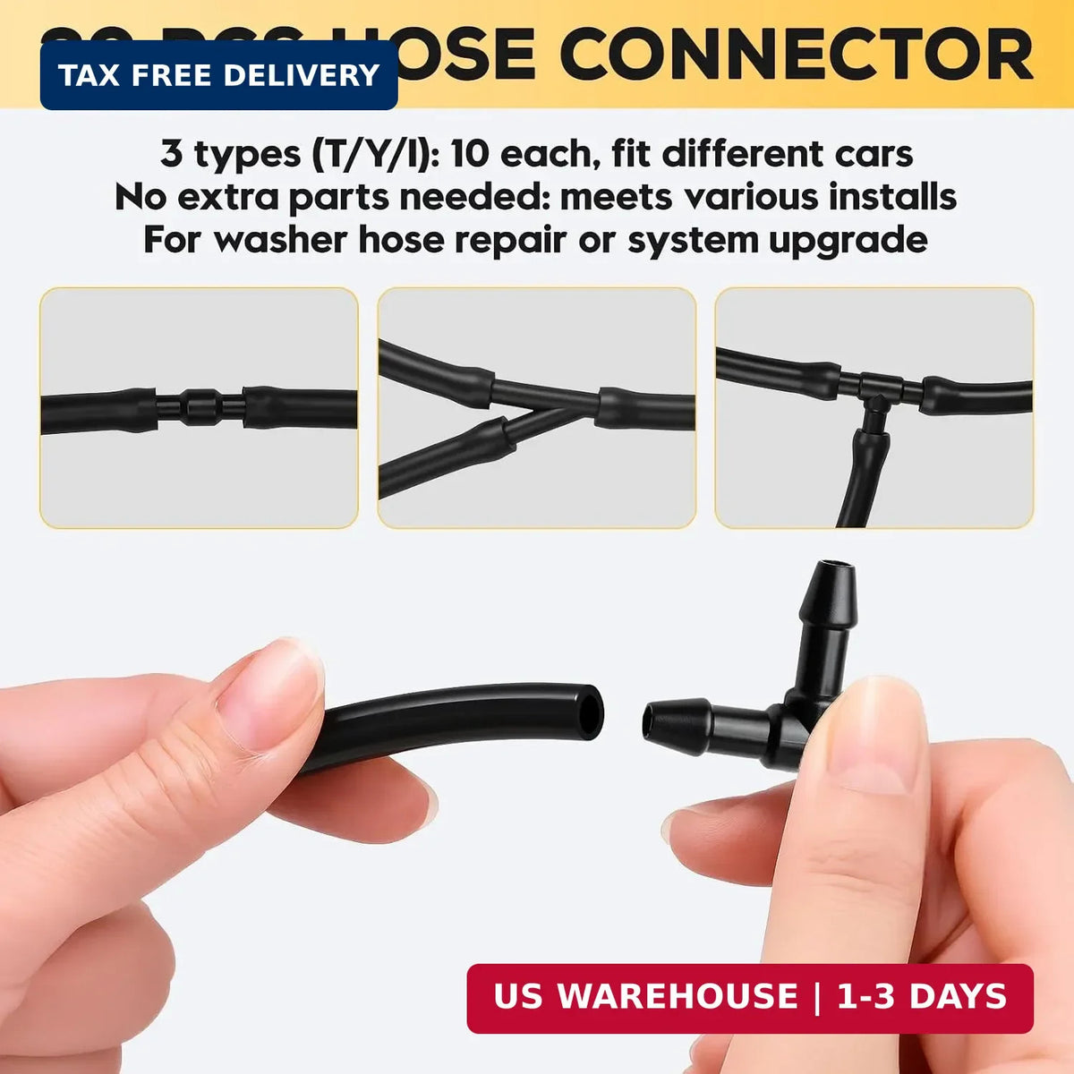 Windshield Washer Hose Kit 4M Rubber Tubing with 30 Connectors for Auto Repair