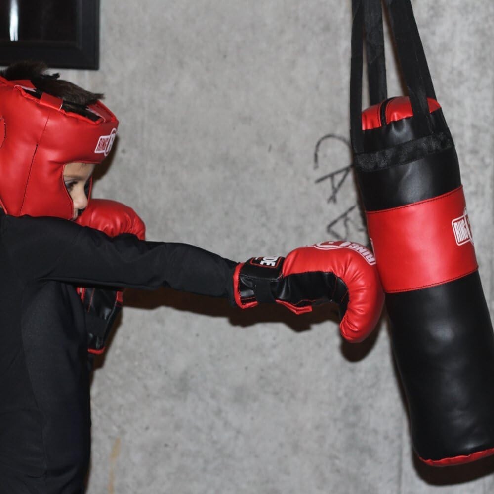 Kids Boxing Training Set with Gloves Headgear & Heavy Bag - Ages 2-5