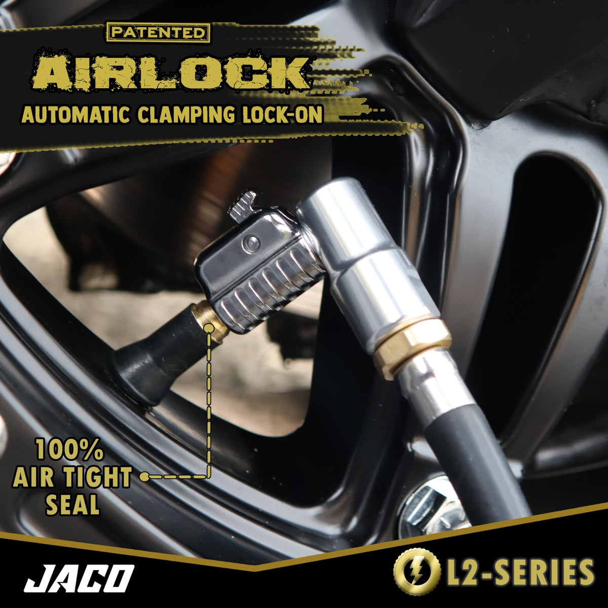 JACO Lightning L2-Series Tire Air Chuck - 1/4" F-NPT Open Flow, 360 Swivel