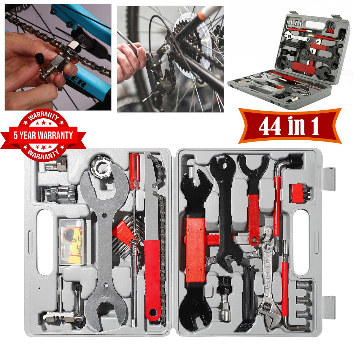 44-Piece Bike Repair Tool Kit Set for Bicycle Maintenance and Cycling