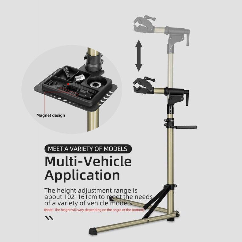 Lightweight Bicycle Repair Stand with Height Adjustment & Folding Design