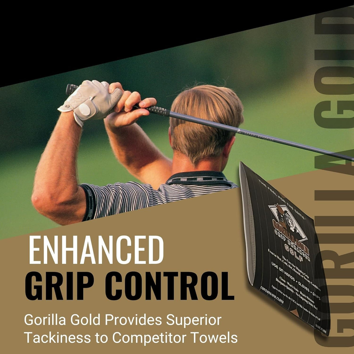Golf Grip Enhancer Towel for Wet & Sweaty Hands - Made in USA