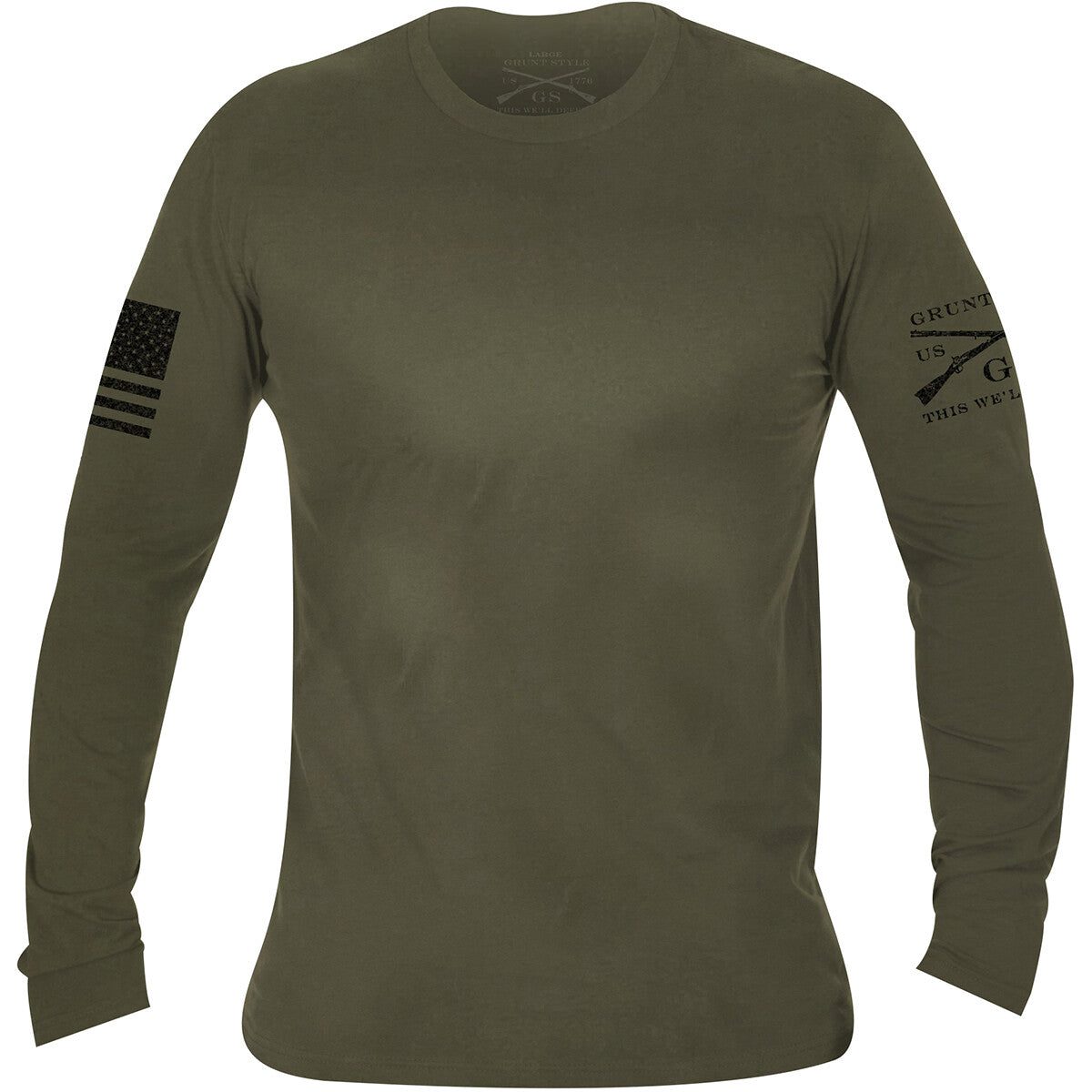 Basic Long Sleeve T-Shirt for Men and Women - Military Green, Multiple Sizes