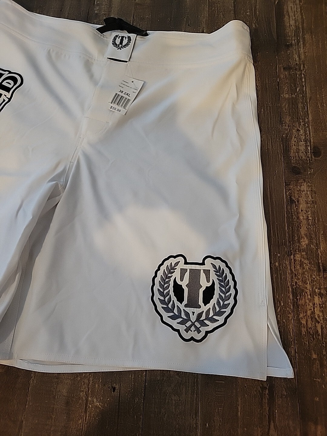 MMA Fight Shorts White 2XL Training Shorts with Drawstring