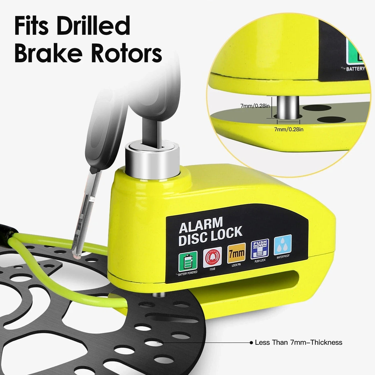 Waterproof Motorcycle Disc Brake Lock with Alarm and Reminder Cable