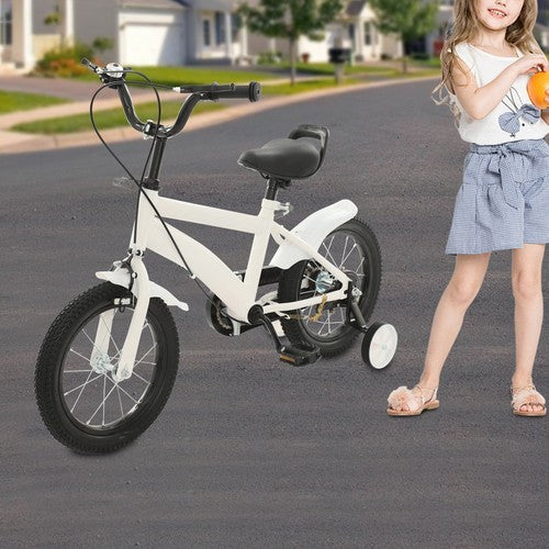 14-Inch Kids Bicycle with Training Wheels, Beginner Kids Bike for Children
