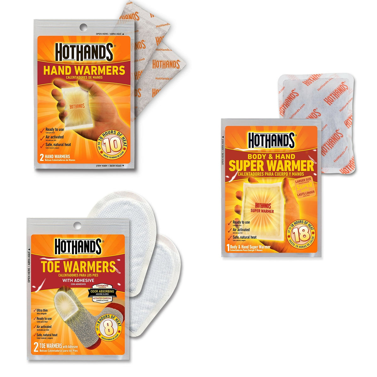 Disposable Hand & Foot Warmers - 10 Hour Heat, Safe Air-Activated