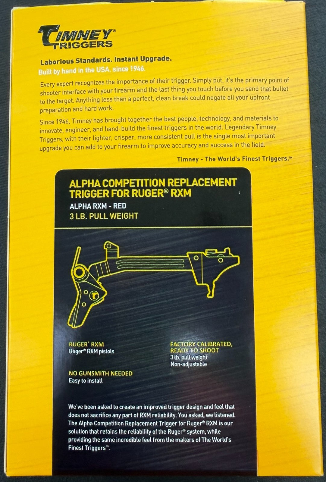 Ruger RXM Trigger Upgrade - Timney Alpha Competition Trigger, 3lb Pull, Red Anodized