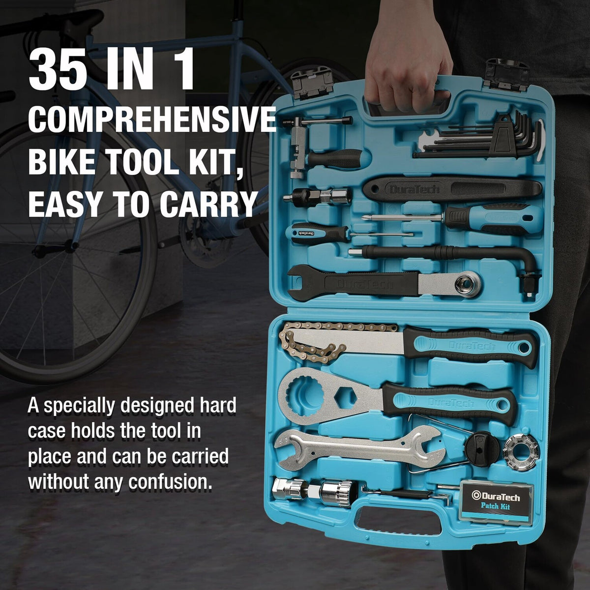 35-Piece Bicycle Repair Kit with Tools and Case for All Bike Types