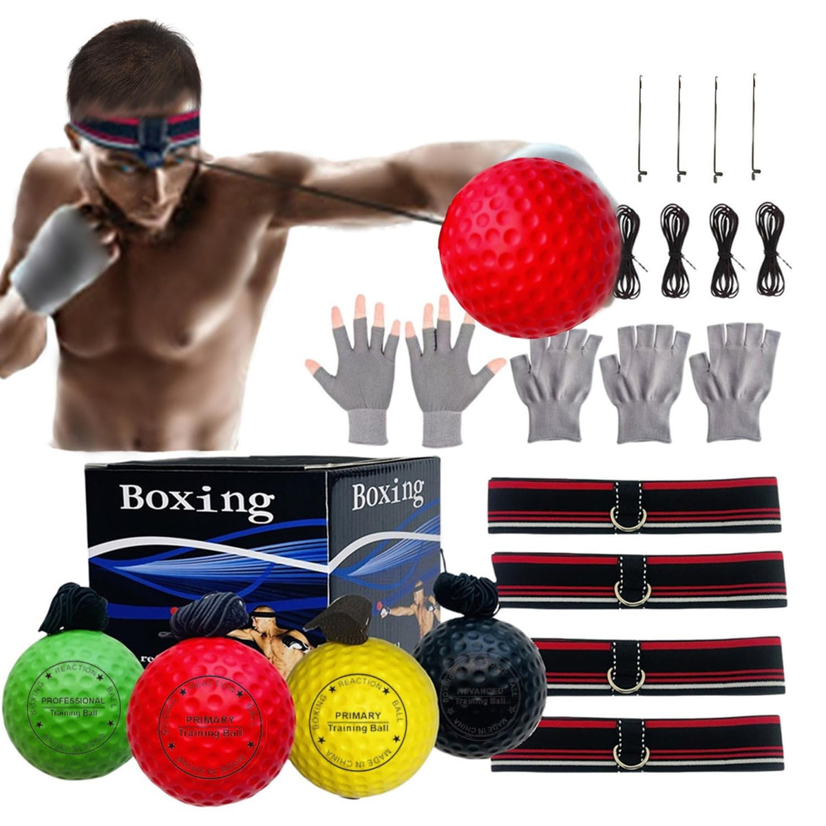 Reflex Boxing Headband Set with Reaction Balls for MMA Kickboxing Training