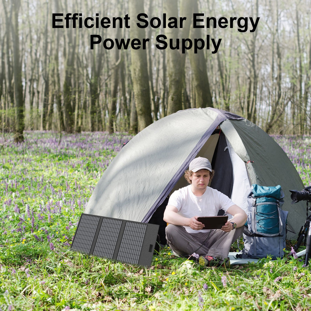 45W Portable Solar Charger with USB-C & USB-A for Camping & Outdoor Use