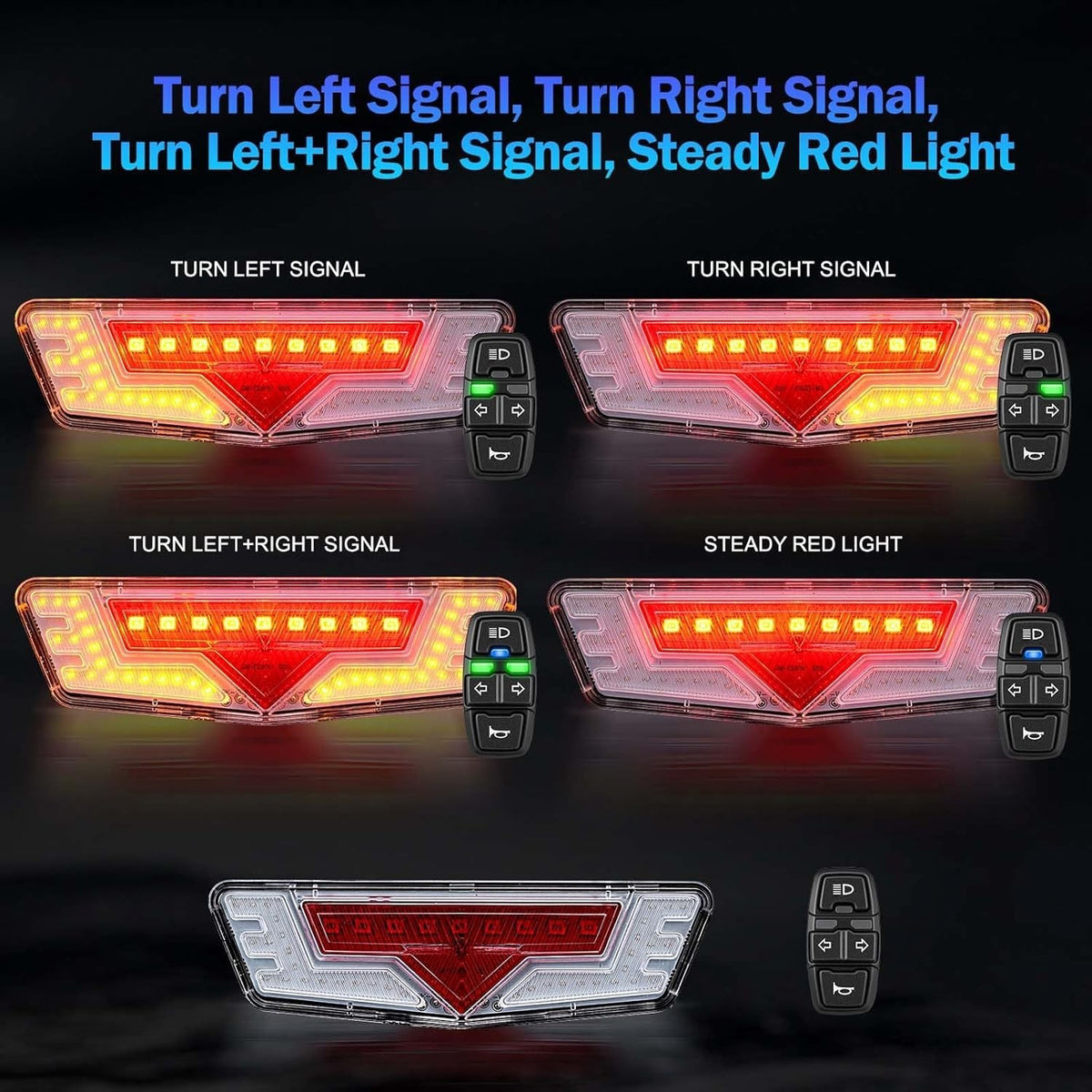 Electric Bicycle Light Kit with Headlight and Taillight Turn Signals - 24V-48V