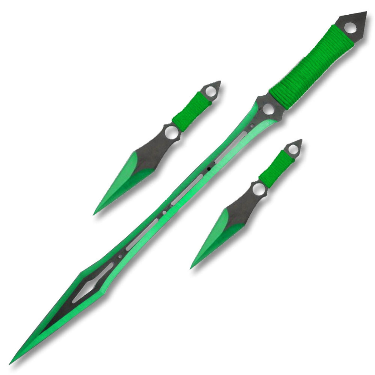 27-Inch Ninja Sword Throwing Knife Set with 2 Steel Blades & Sheath
