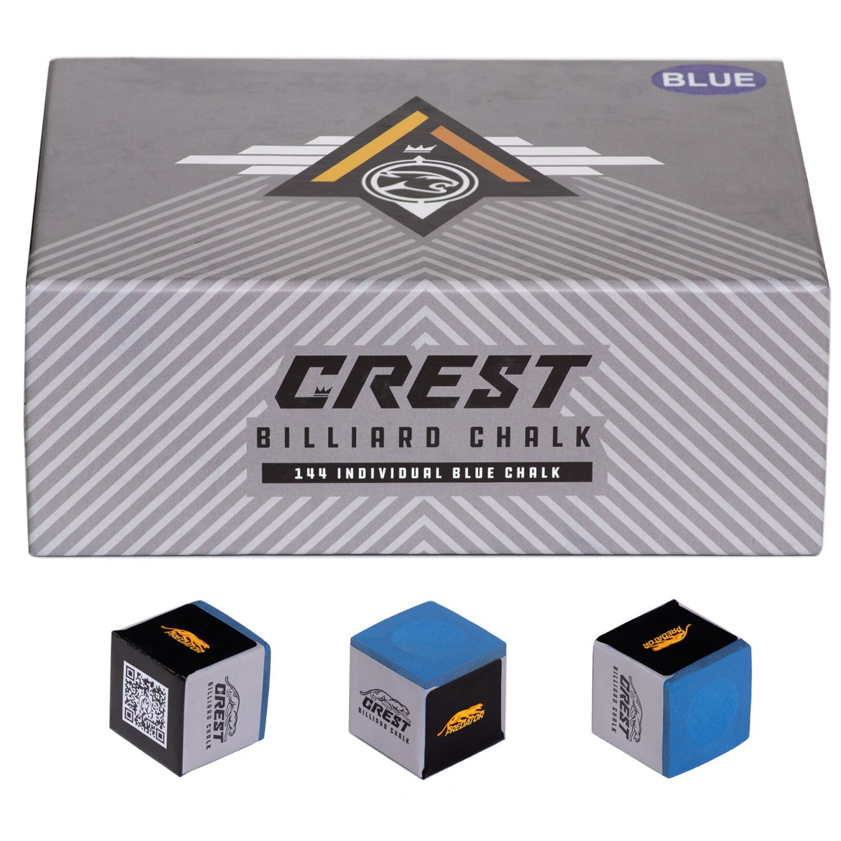 Predator Crest Pool Cue Chalk 144-count Blue