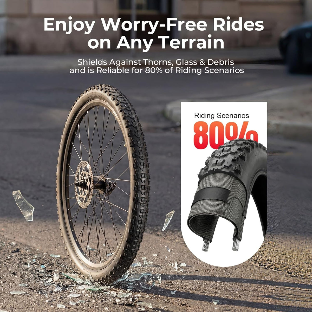 Mountain Bike Tires 26x2.2 Inch with Inner Tubes & Tire Levers - All-Terrain Puncture Protection