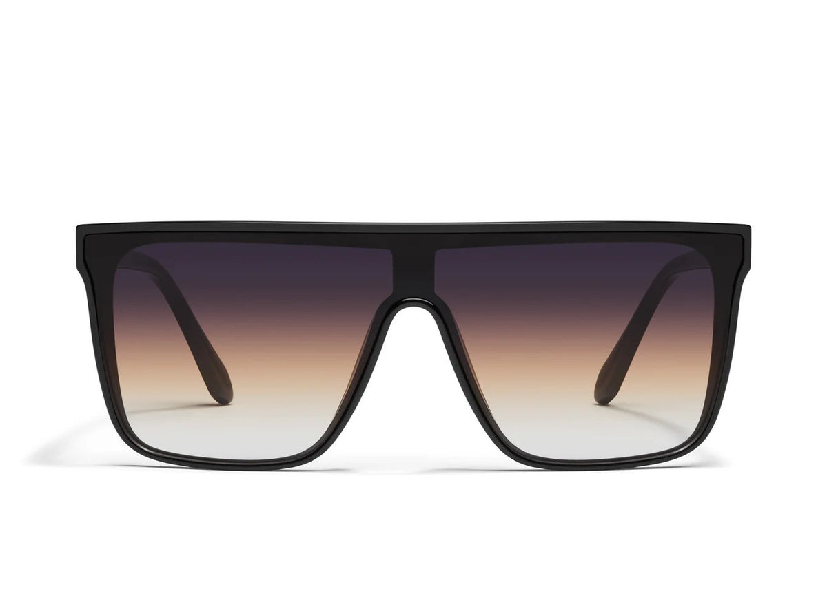 Women's Shield Sunglasses Black Dusk Poppy Frame Medium Square Style