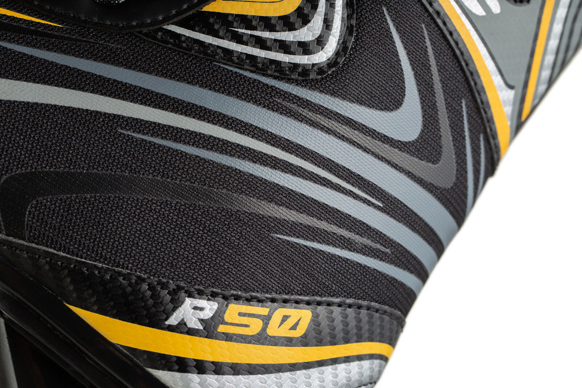 Men's Ice Hockey Skates - Sizes 5-13, Black with Silver & Gold Details