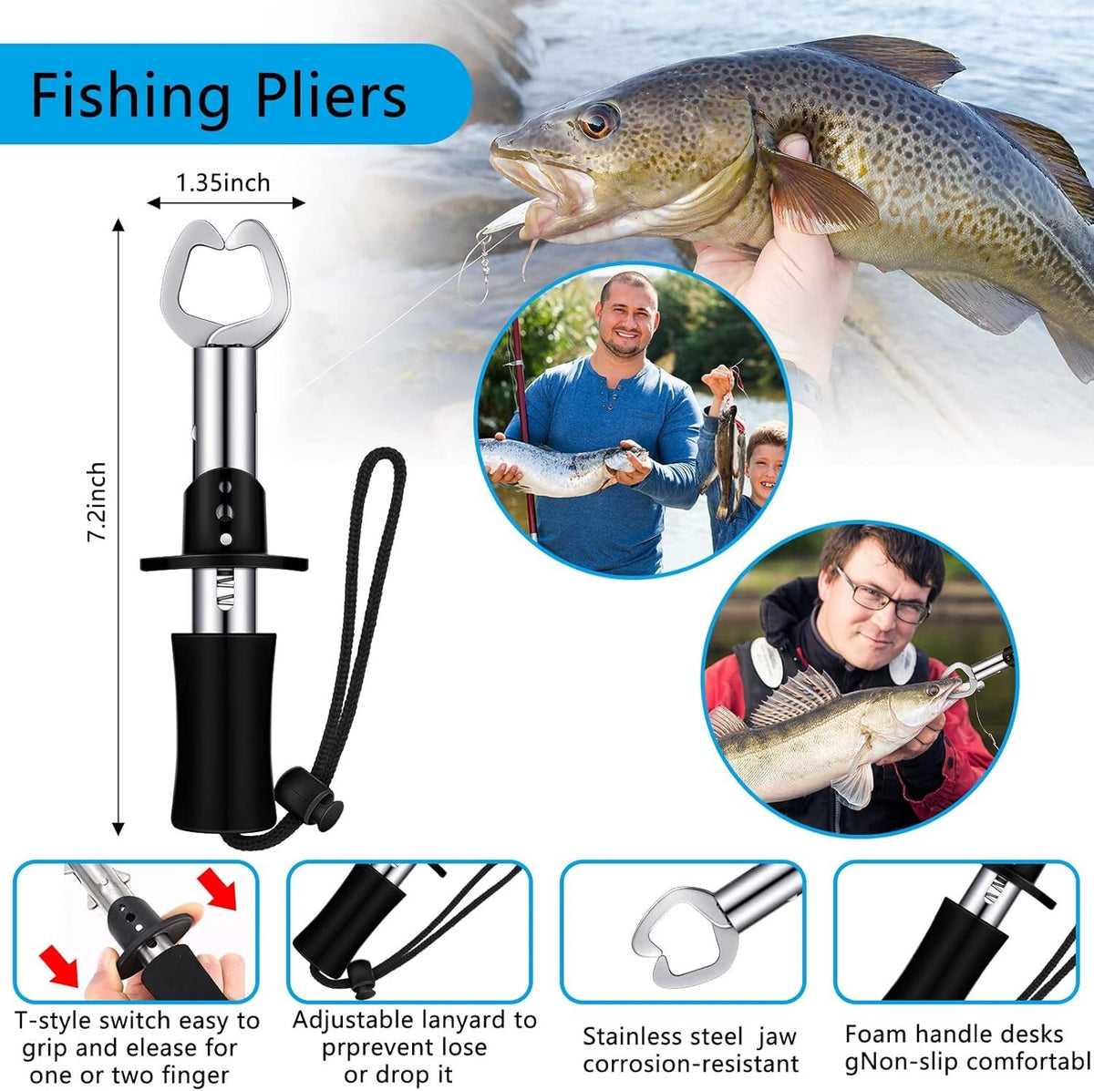 Fish Hook Remover Tools Kit with Fish Gripper and Digital Scale for Fishing