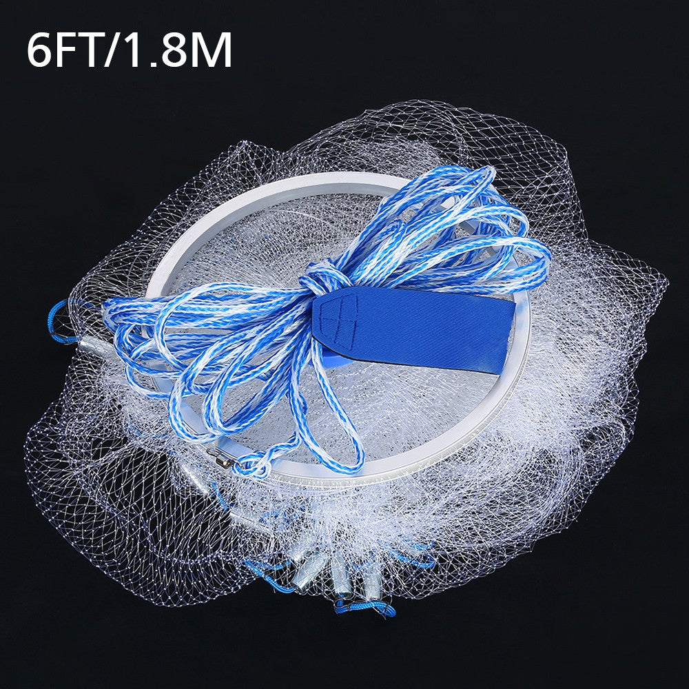 Heavy Duty Fishing Cast Net with Zinc Ring - Easy Throw Strong Nylon Mesh