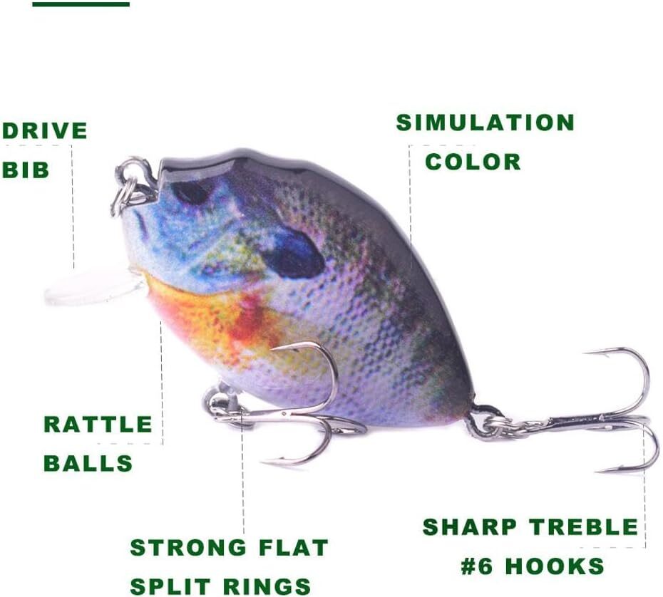 Artificial Fishing Crankbait Lure Set for Bass and Predatory Fish - 5Pcs