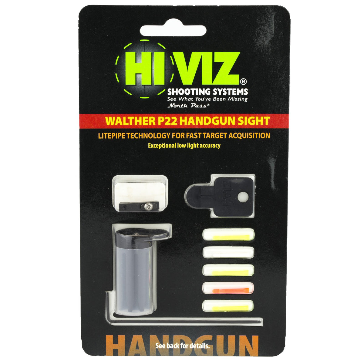 HiViz Front Sight for Walther P22 & P22Q Red Fiber Optic Replacement