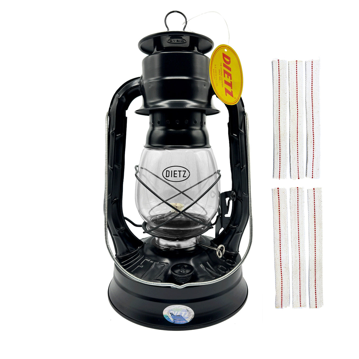 Oil Lantern with 7/8" Wick – Black Air Pilot Hurricane Lantern, 13.5" Tall