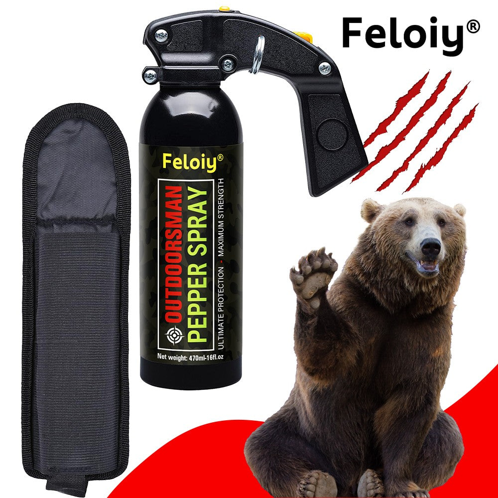 Feloiy Bear Spray 16oz with Holster - Powerful Pepper Deterrent