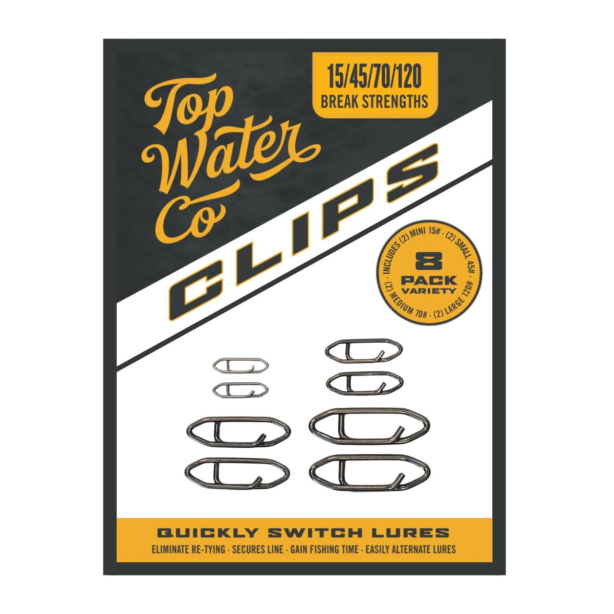 Fishing Speed Clips for All Baits & Fish Species - Assorted Sizes & Pack Quantities