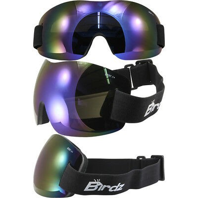 Skydiving Goggles with Blue ReflecTech Mirror Lenses - Black Sport Eyewear