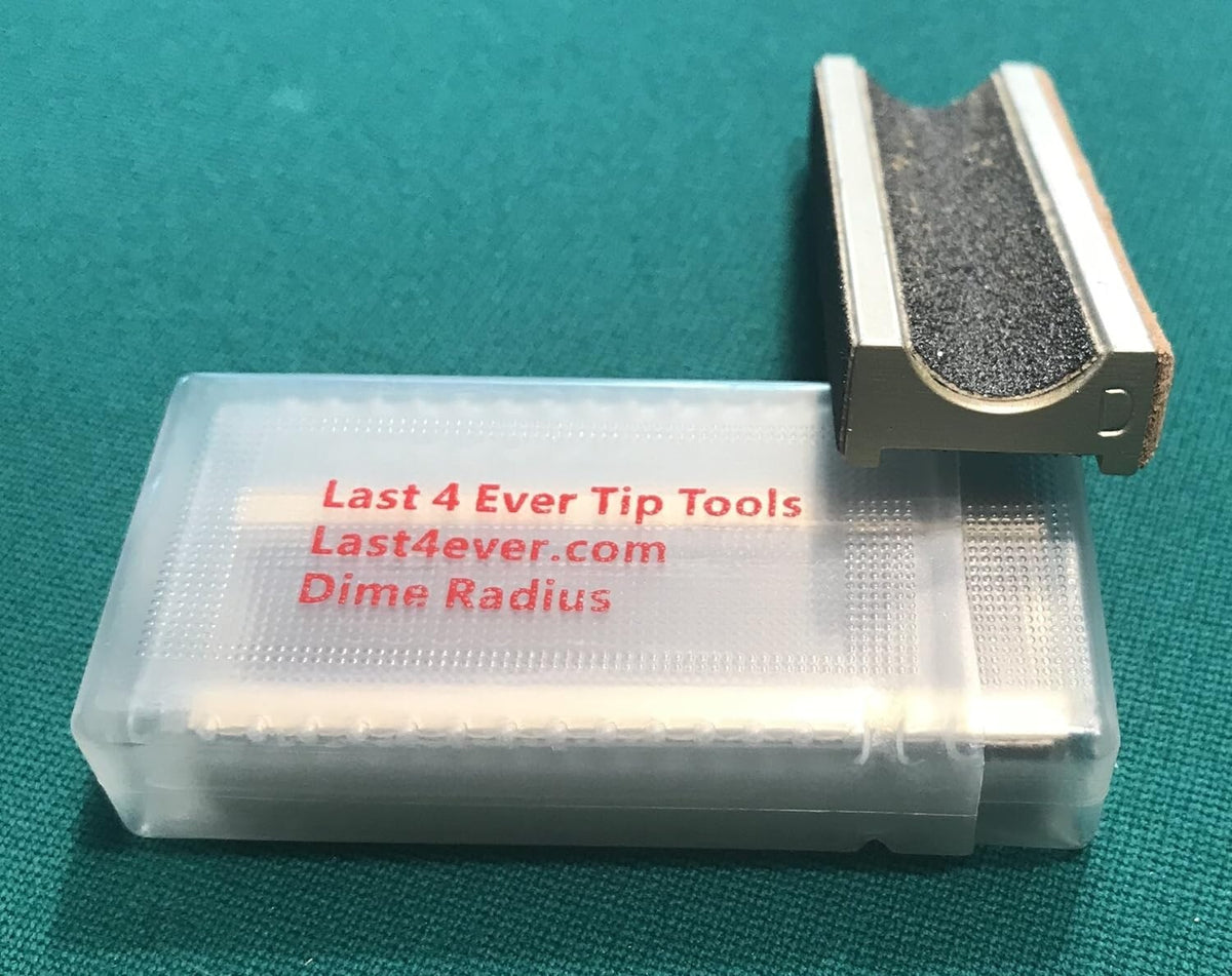 Last4Ever Pool Cue Tip Tool – Dime Radius Shaper & Sanding Tool