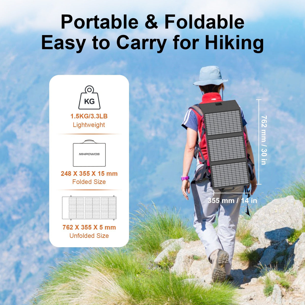 45W Portable Solar Charger with USB-C & USB-A for Camping & Outdoor Use