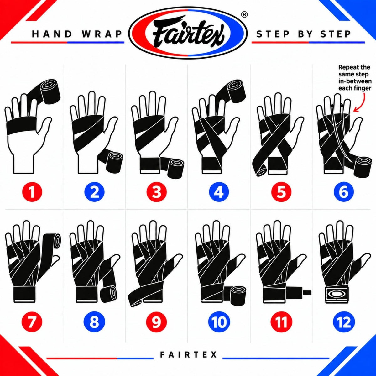 Fairtex Hand Wraps 120" or 180" Boxing & Muay Thai Support Gloves