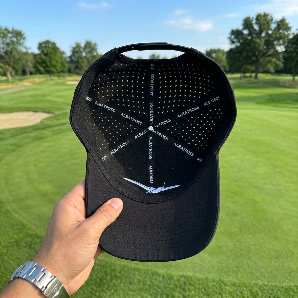 Performance Golf Hat - Adjustable Black Sun Protection for Men & Women