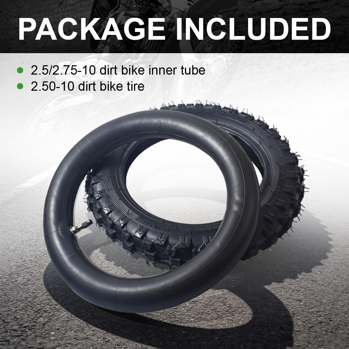 10-Inch Tire & Inner Tube Set for Honda CRF50F XR50R Dirt Bike 2.50-10