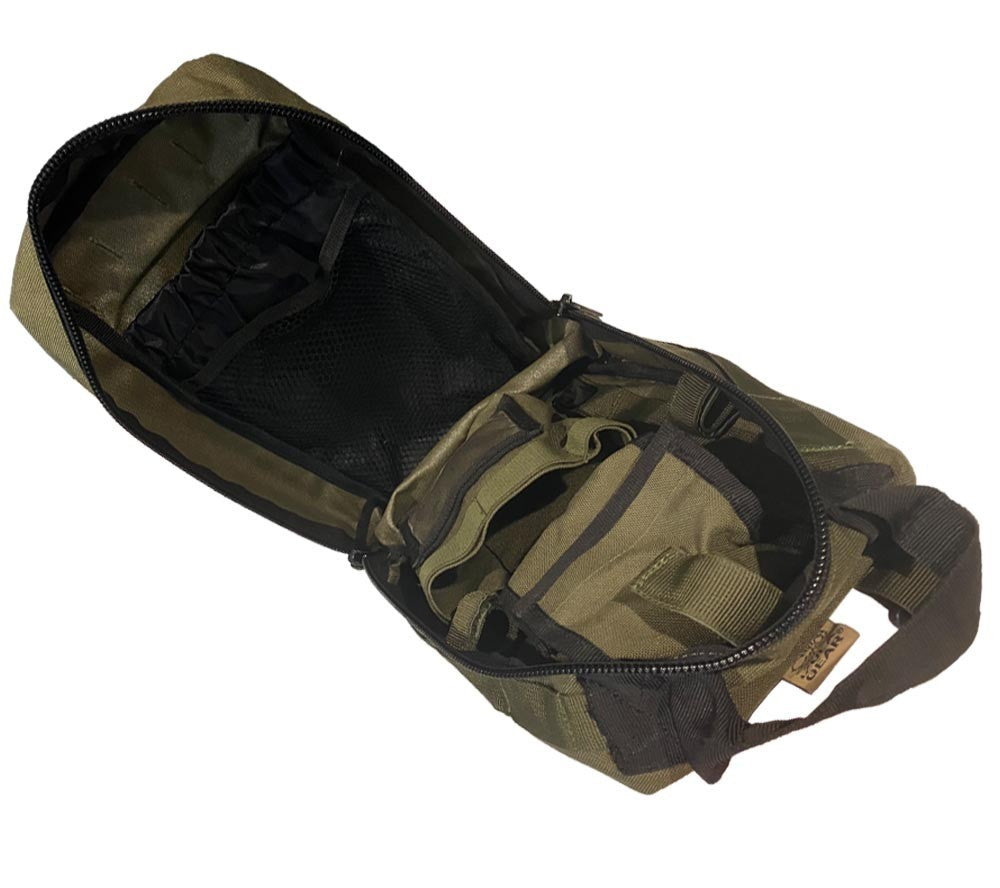 Outdoor Survival Kit Bag with Map Case, Olive Drab - Tactical Gear