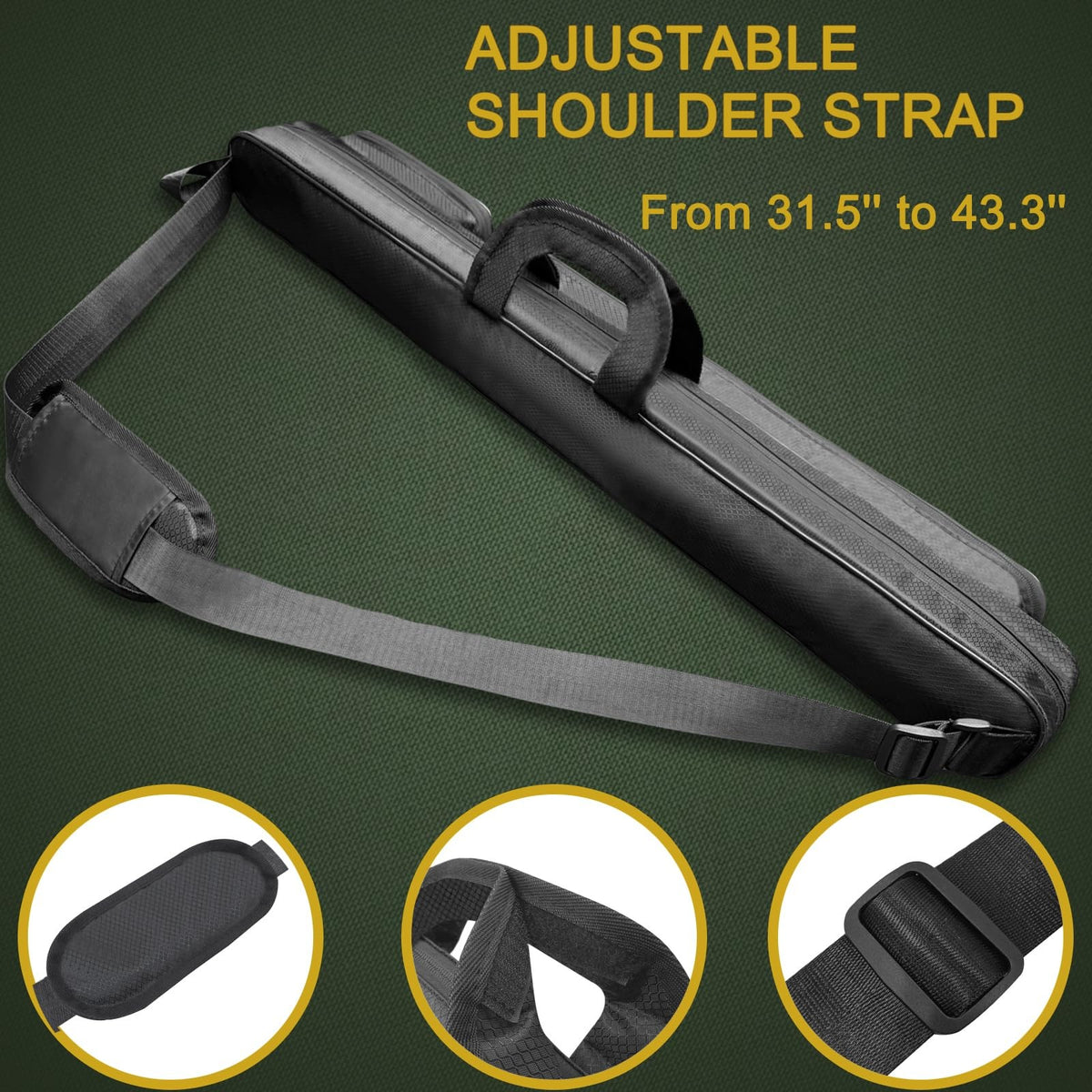 Pool Cue Case Bag with Multiple Pockets and Zipper