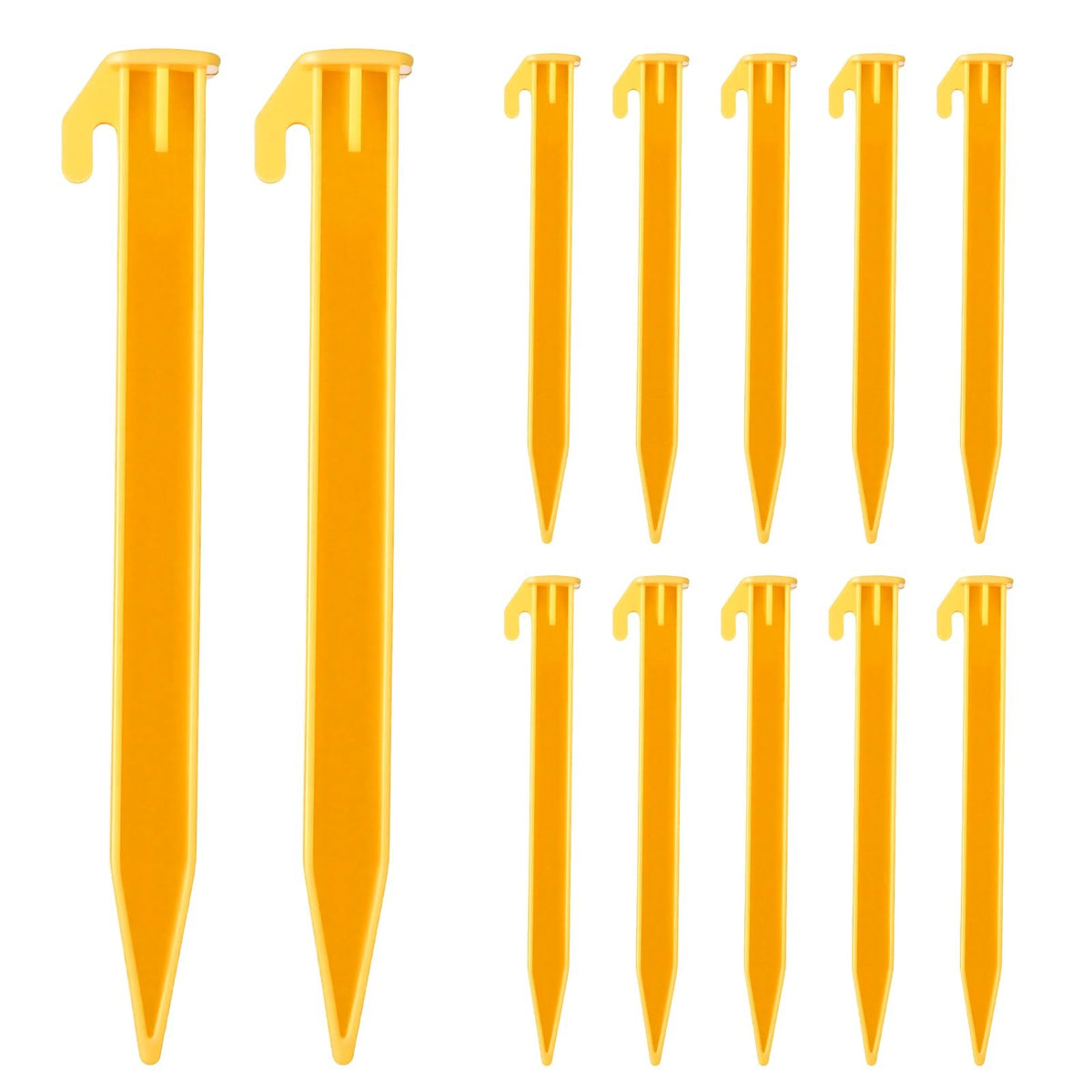 12-Pack Heavy Duty Plastic Tent Stakes - 5.7 Inch Beach Canopy Pegs