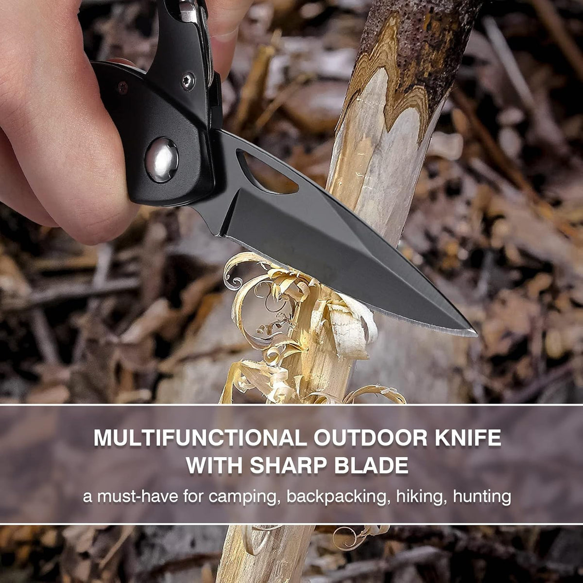 6-in-1 Multitool Carabiner with Pocket Knife, Emergency Glass Breaker, Gift for Men