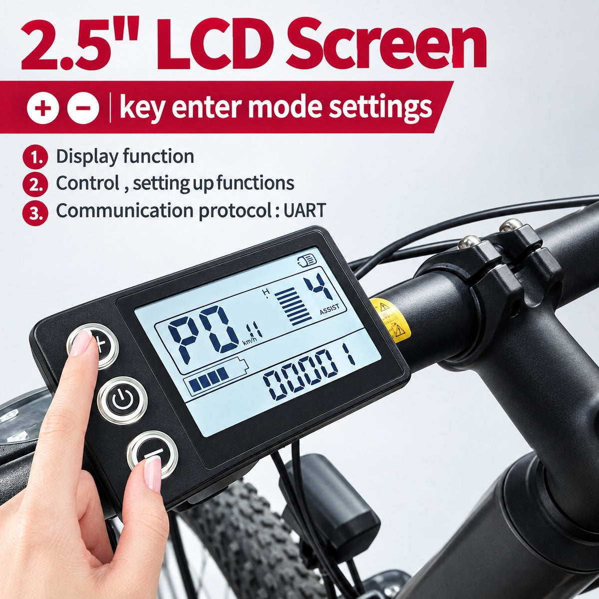 Electric Bike LCD Display 24V 36V 48V Waterproof Segment Screen for MTB & E-Bike