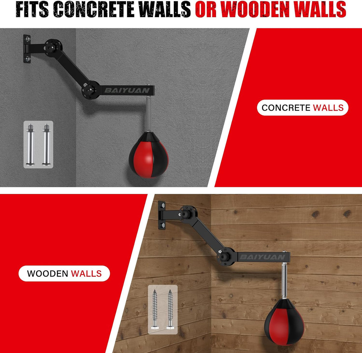 Speed Bag Boxing Punching Bag Wall Mount Adjustable & Space Saving