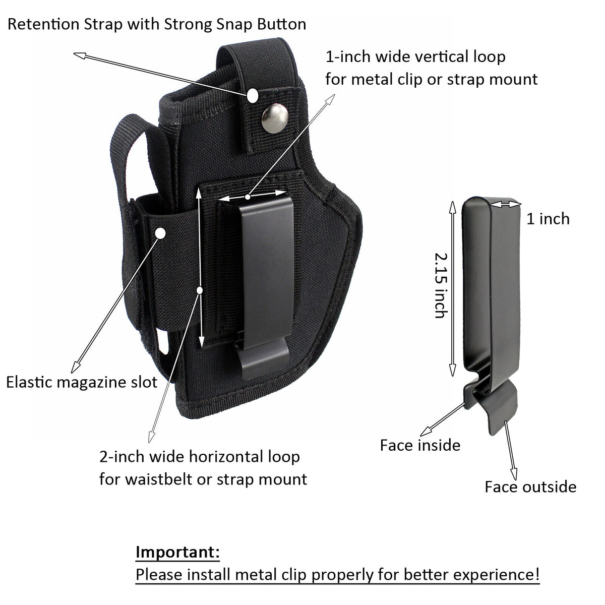 Vehicle Mount Car Truck Holster with Concealed Carry & Adjustable Straps