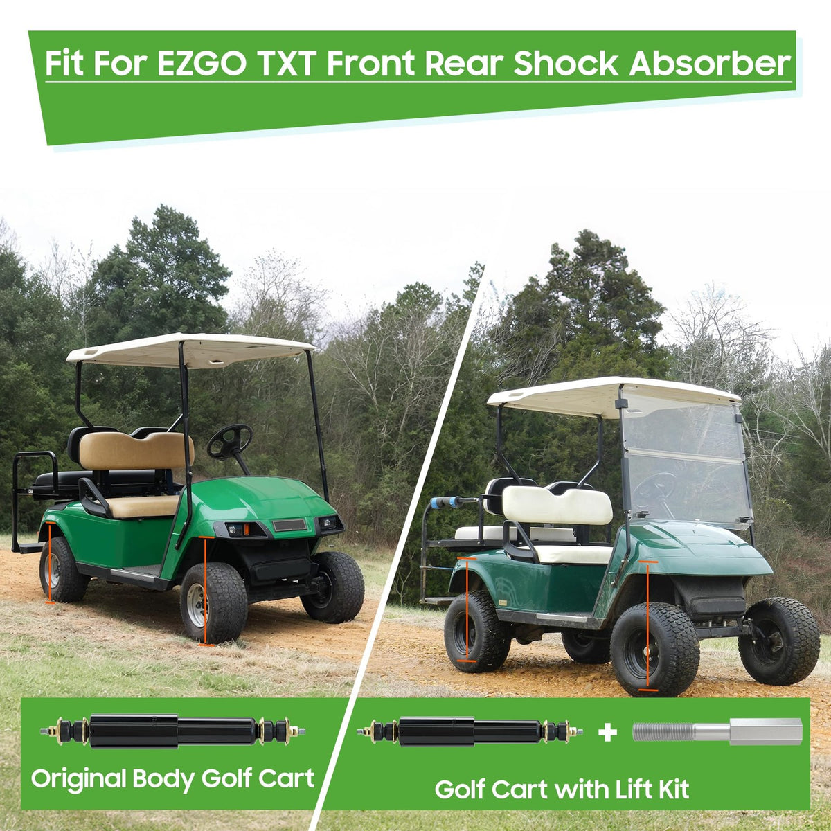 Golf Cart Shock Absorber Extension Rod for EZGO Club Car - 2.5 Inch Lift