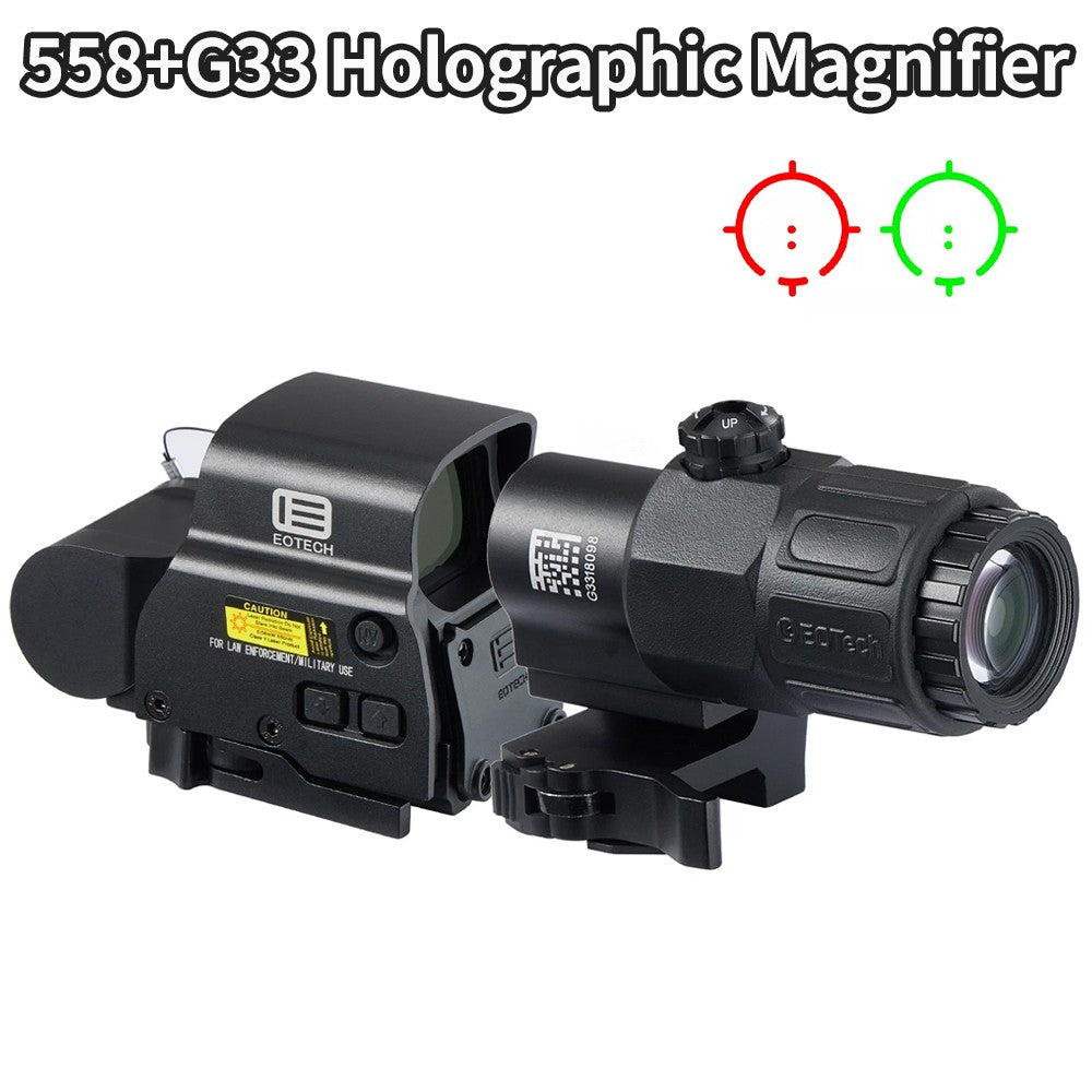 EOTECH Holographic Red & Green Dot Sight with Magnifier Combo - Military-Grade Coatings, Black